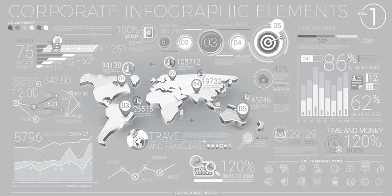 灰色和白色的公司信息图表元素