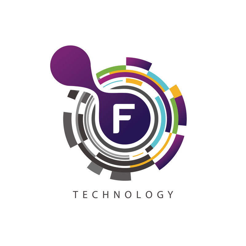 Techno Pixel F Letter徽标