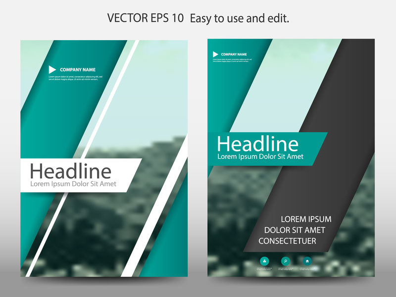 绿色抽象年报小册子设计模板矢量-商业传单信息图表杂志海报-抽象布局模板-书籍封面演示组合