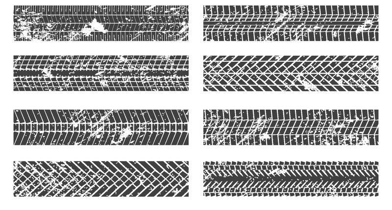 轮胎痕迹-肮脏的污迹矢量打印纹理集