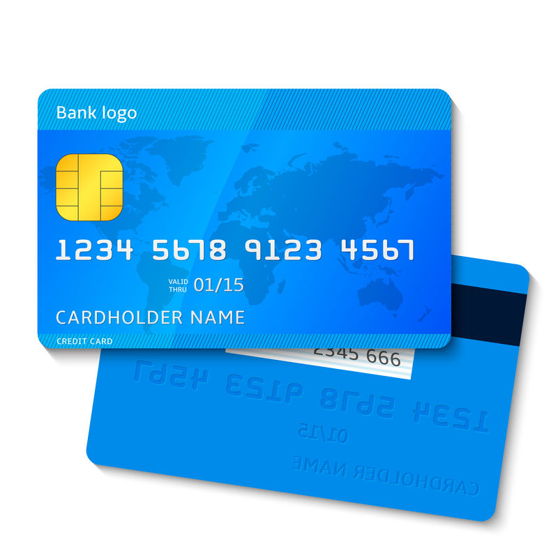 详细的蓝色信用卡插图-白色背景-我的插图的光栅版本