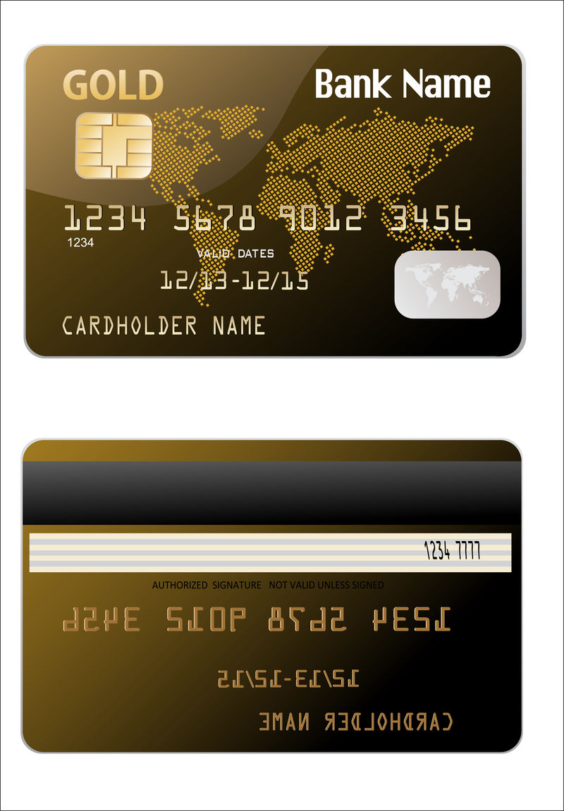 白色背景上的精美金色信用卡插图