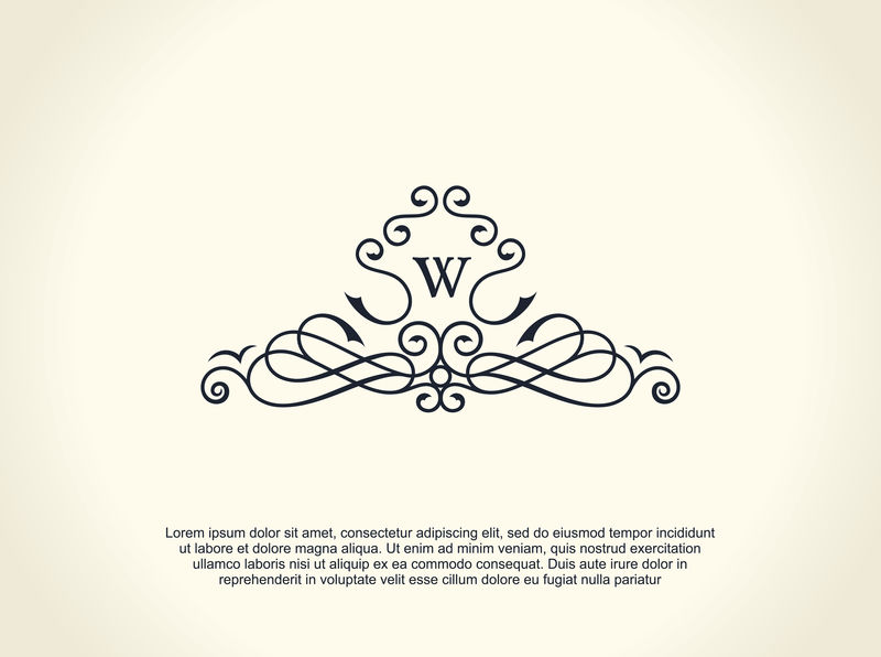 书法豪华线条标志华丽典雅的会徽皇家复古分隔设计