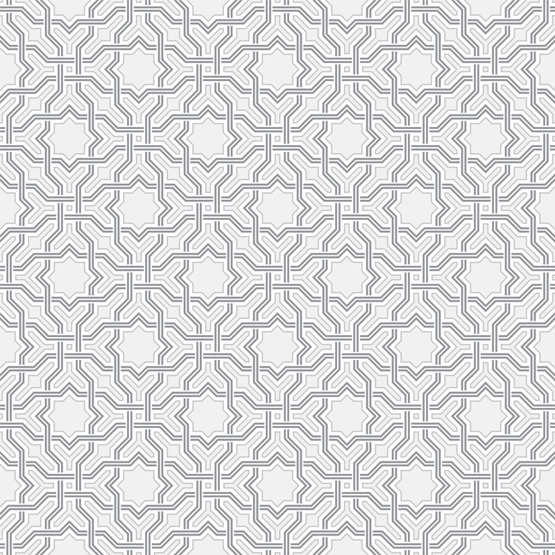 阿拉伯风格的阿拉伯式图案-无缝矢量背景-灰色和白色壁纸