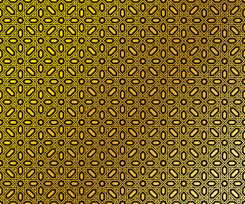 伊斯兰风格闪亮的金色背景-矢量图
