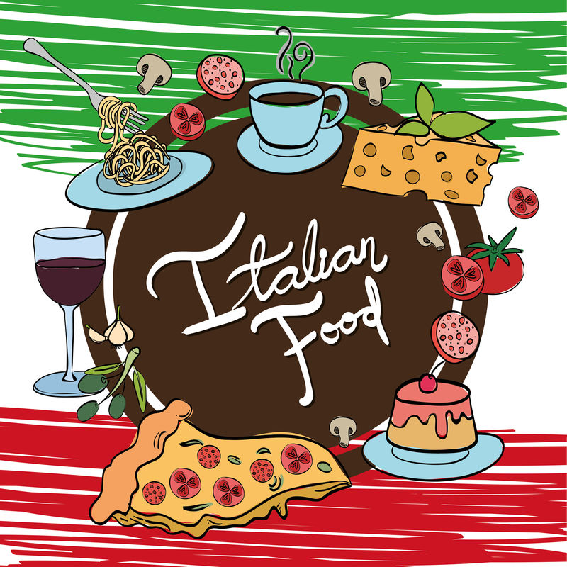意大利国旗，美食菜单