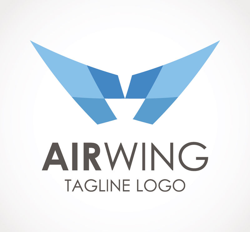 机翼在空中飞行为飞机抽象矢量和标志设计或模板航空货运业务图标的企业标识符号概念