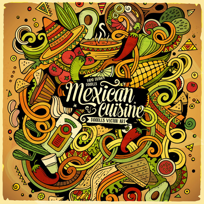 卡通可爱涂鸦墨西哥美食插图