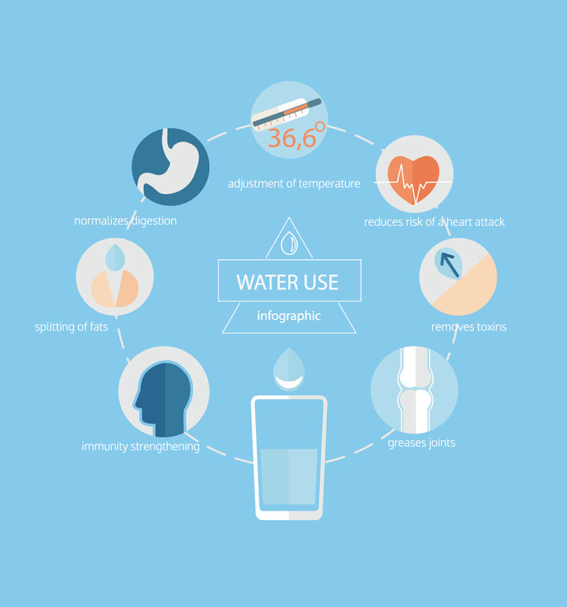 信息图表-人类健康用水-矢量图