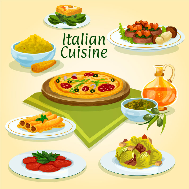 意大利料理菜单设计的民族菜肴