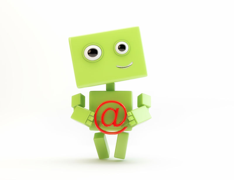 带互联网符号的可爱电子人/带AT标志的绿色机器人