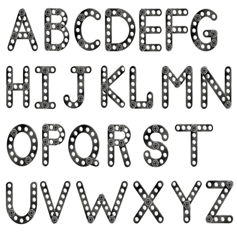 复古字体集-英文字母设计-白底黑隔离-矢量插图