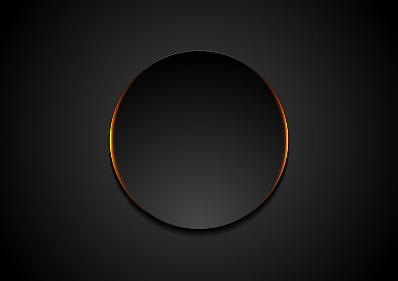 带有橙色发光的抽象背景的黑色圆圈