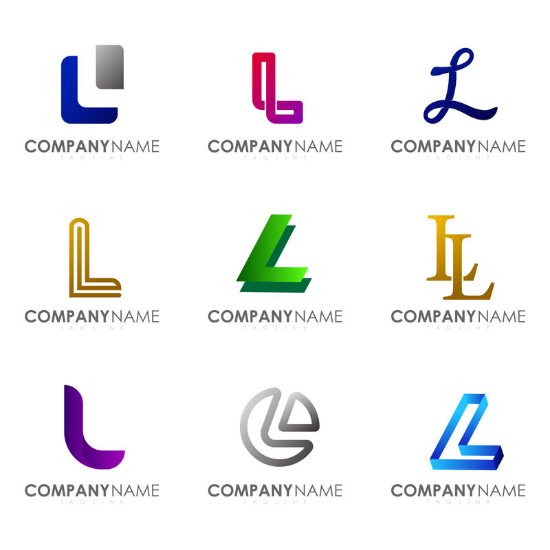 一套现代字母标志设计字母L。