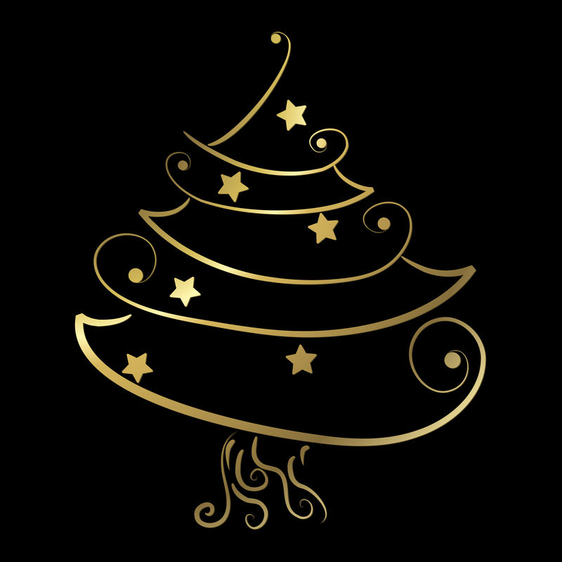 黑色和金色圣诞树
