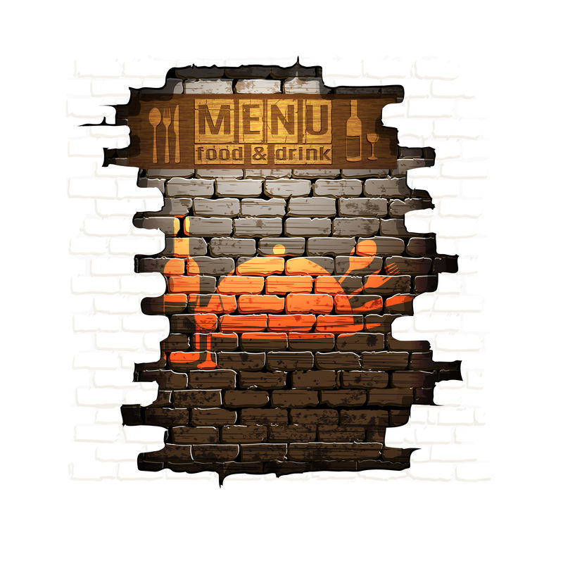 Menu Brick Wall Frame Wooden Boards