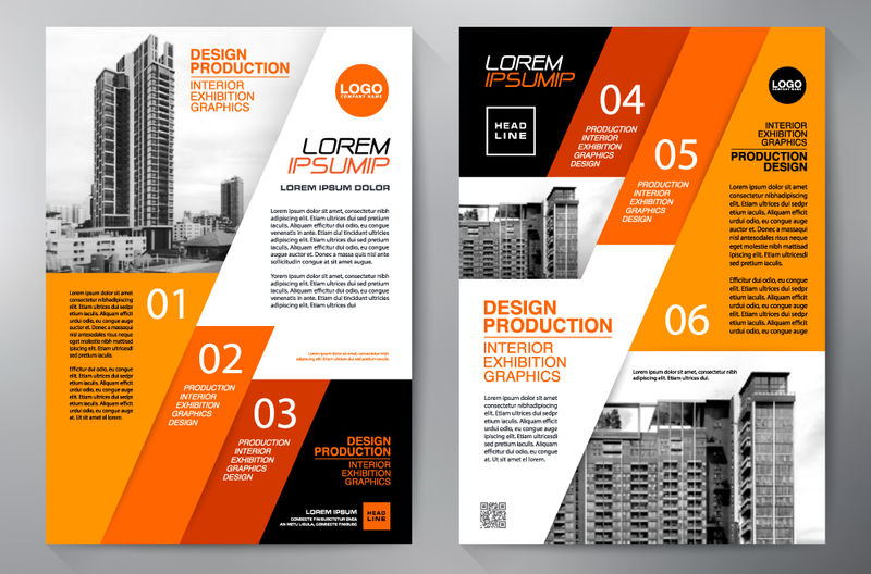 商业手册-飞片设计-小叶A4模板-封面书籍和杂志-年度报告矢量插图
