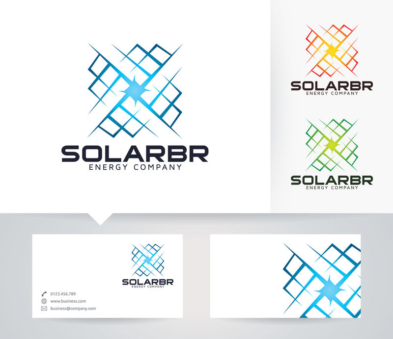 太阳能-能源-电力-电力-矢量徽标模板