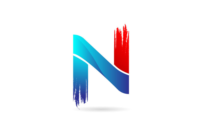 N公司用带粗刷图案的蓝红色字母