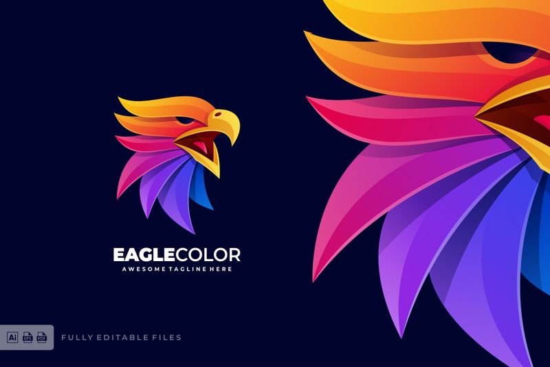 五颜六色的鸟标概念渐变风格-优雅现代设计-为公司矢量模板