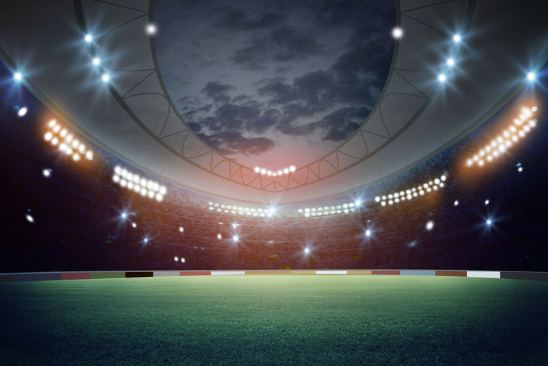 夜间灯光和体育场3d渲染
