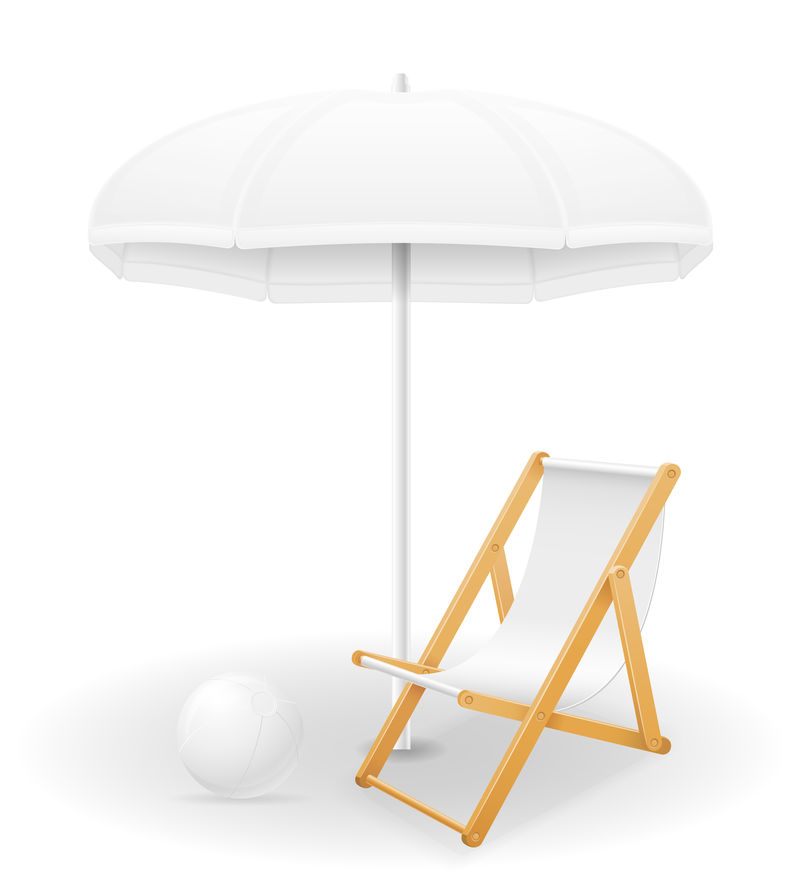 海滩属性雨伞和躺椅库存向量图解向量