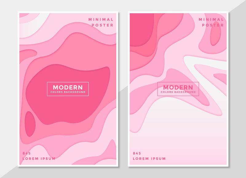 剪纸风格粉红设计矢量中的封面模板集