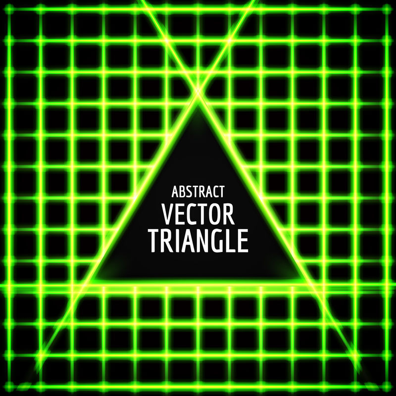 霓虹三角矢量-文本的抽象三角形-矢量霓虹灯辉光效果