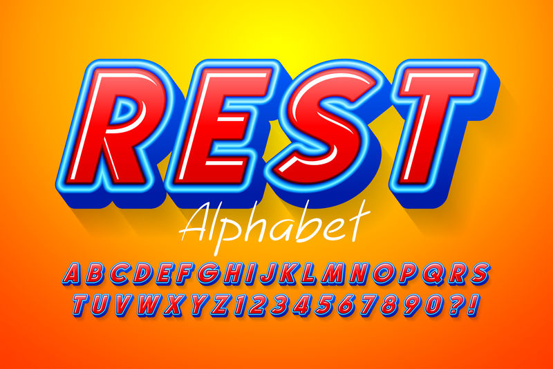 彩色三维显示字体设计，字母，字母