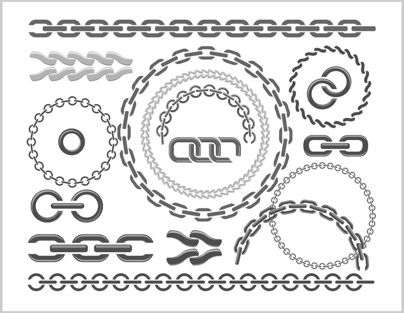 链子集合-图标，零件，链子的圆圈。