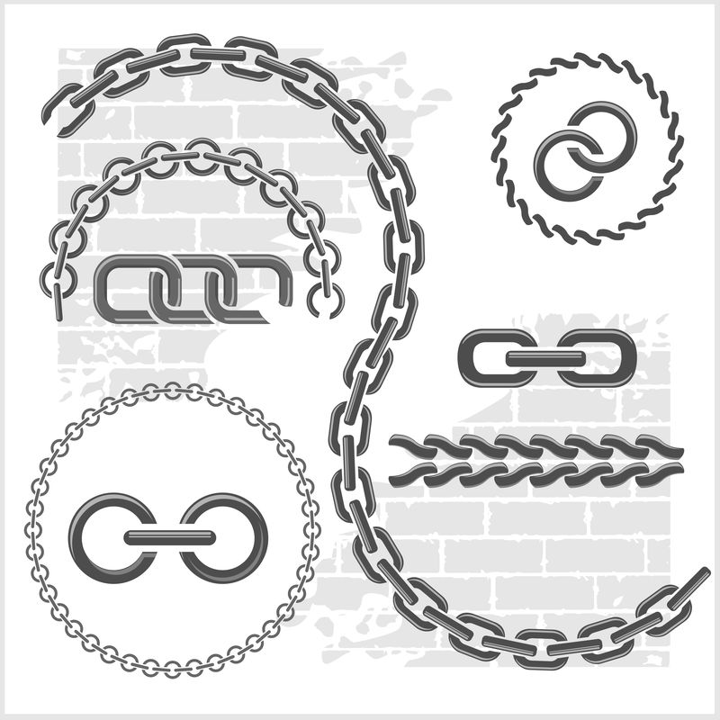 链子集合-图标，零件，链子的圆圈。
