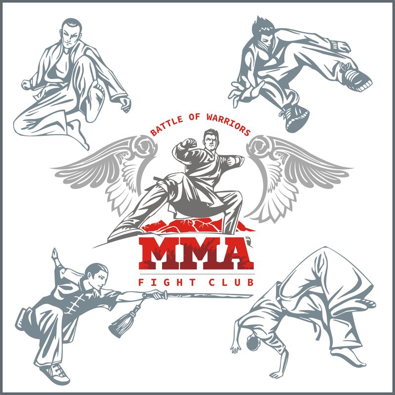 MMA标签-矢量混合武术设计。