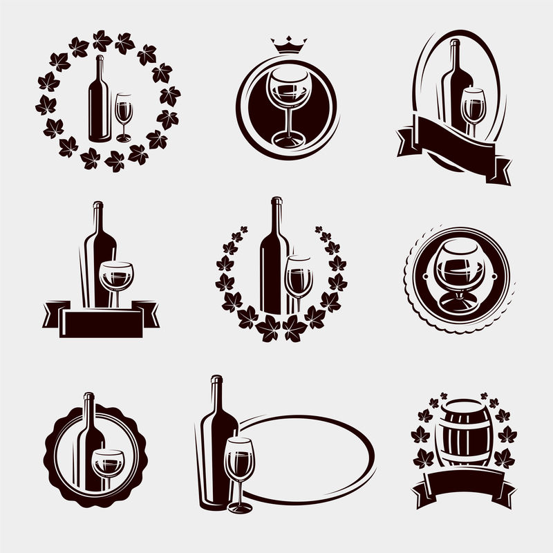 葡萄酒标签设置-矢量
