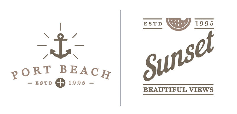 矢量沙滩酒吧元素和夏季可作为标志或图标的优质品质