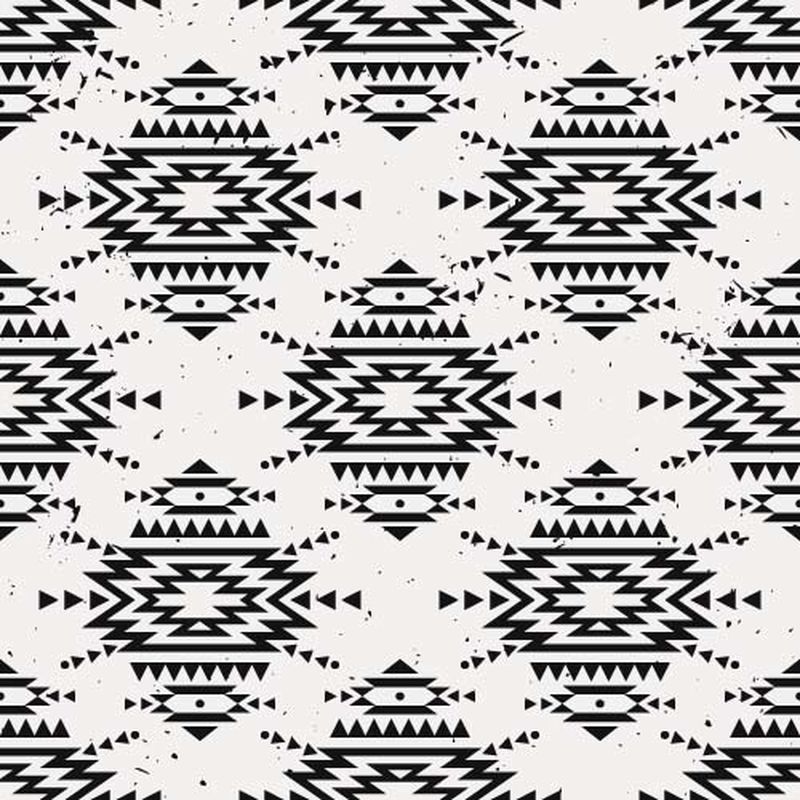 矢量格鲁格单色无缝装饰民族图案-美洲印第安图案-背景是阿兹特克部落装饰