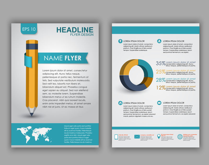 带有信息图形元素的传单设计
