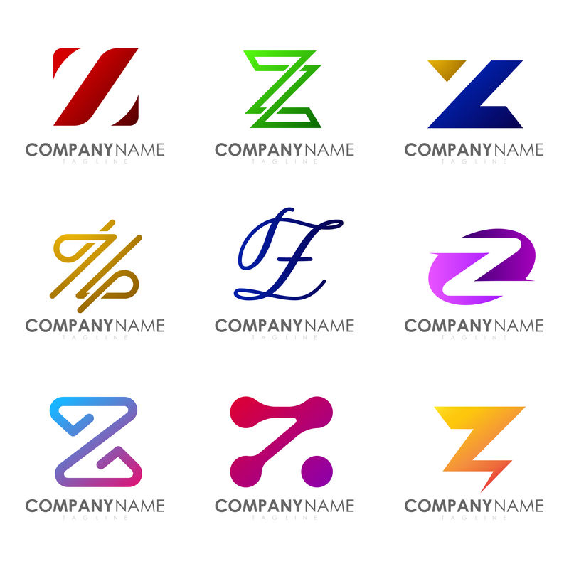 一套现代字母标志设计字母Z。