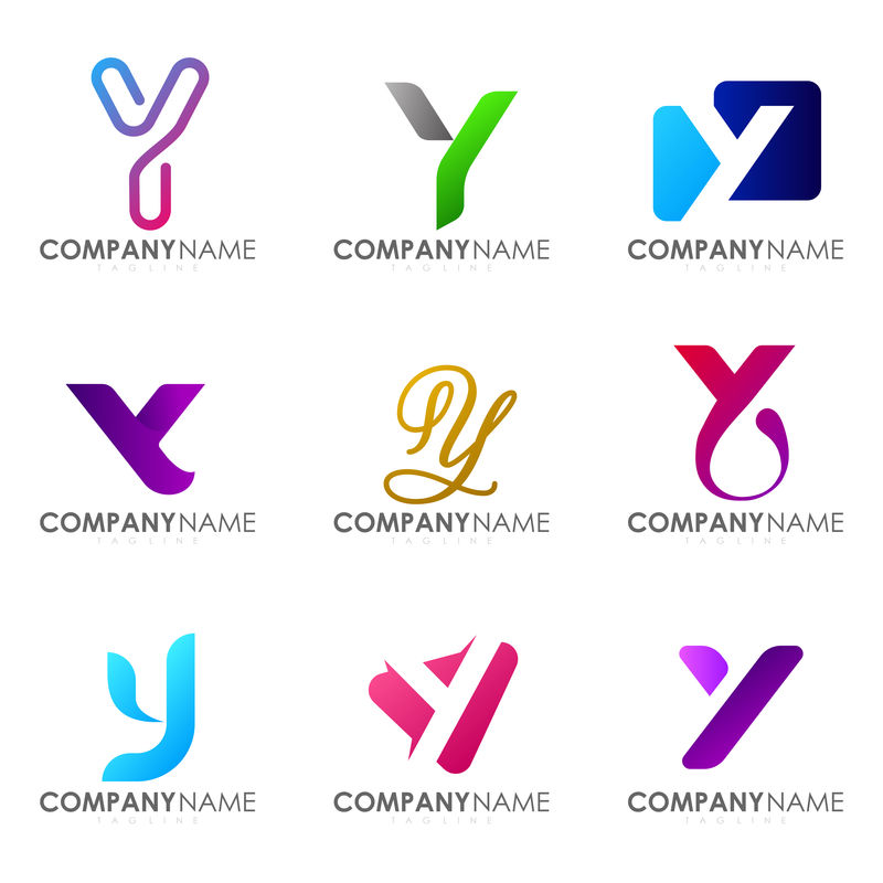 一套现代字母标识设计字母Y。