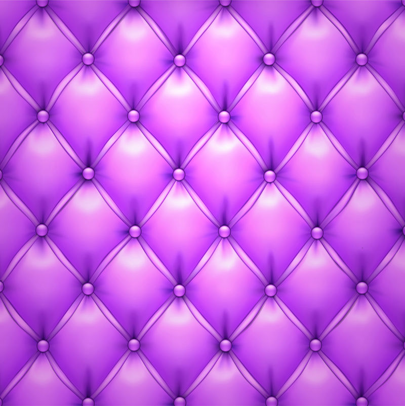 紫色矢量软垫皮革图案背景。