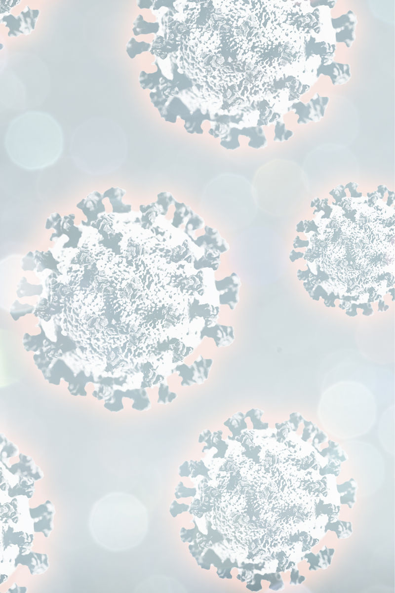 显微镜下的冠状病毒灰色背景插图