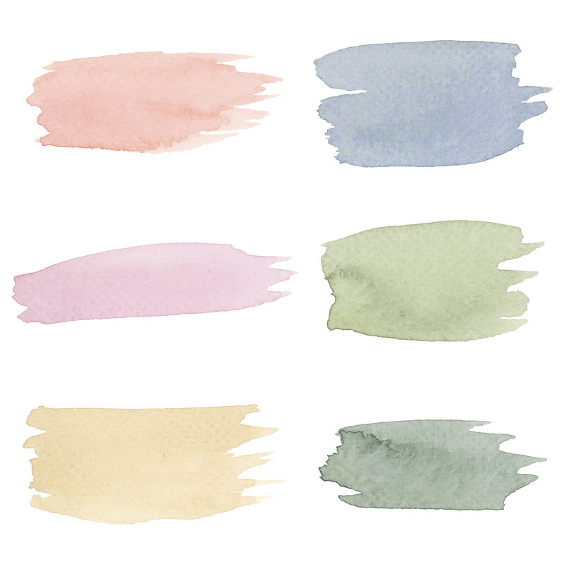 彩色水彩笔触透明png