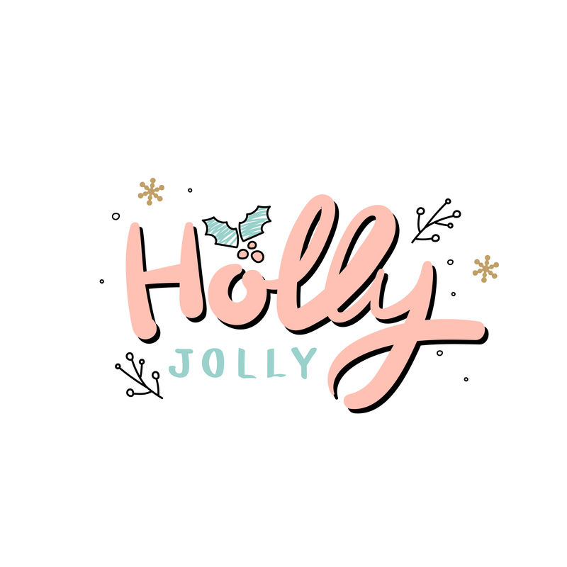 Holly jolly圣诞假期问候语排版风格