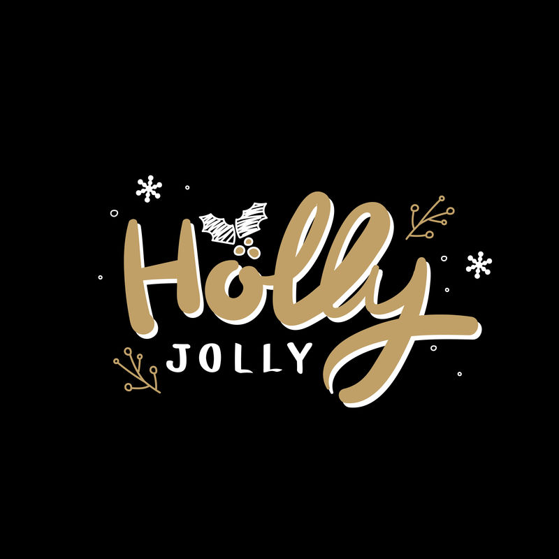 Holly jolly圣诞假期问候语排版风格