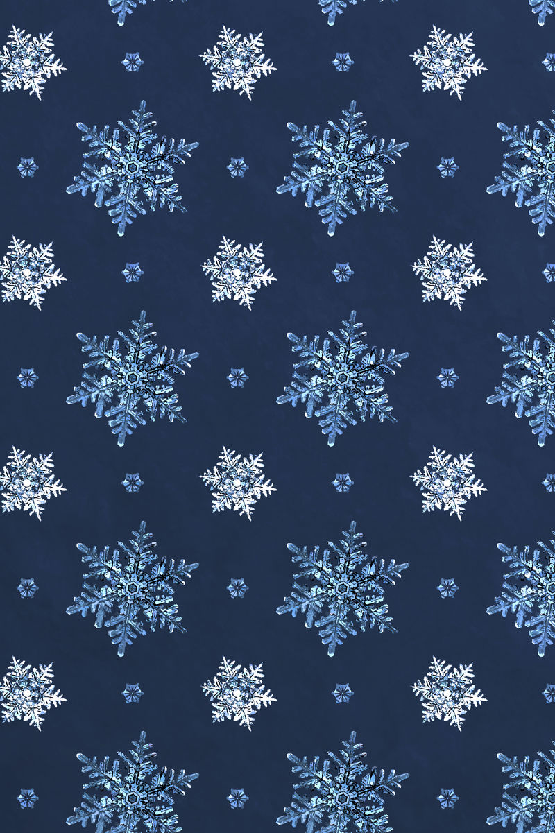 蓝色冬季雪花图案背景威尔森·本特利摄影混音