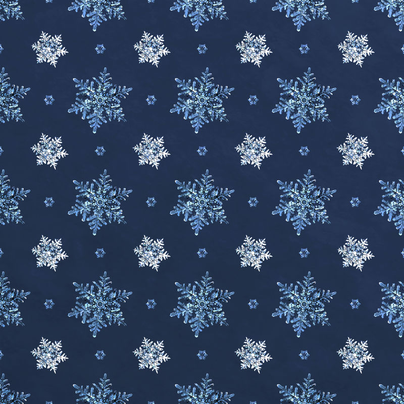 蓝色冬季雪花无缝图案背景威尔森·本特利摄影混音