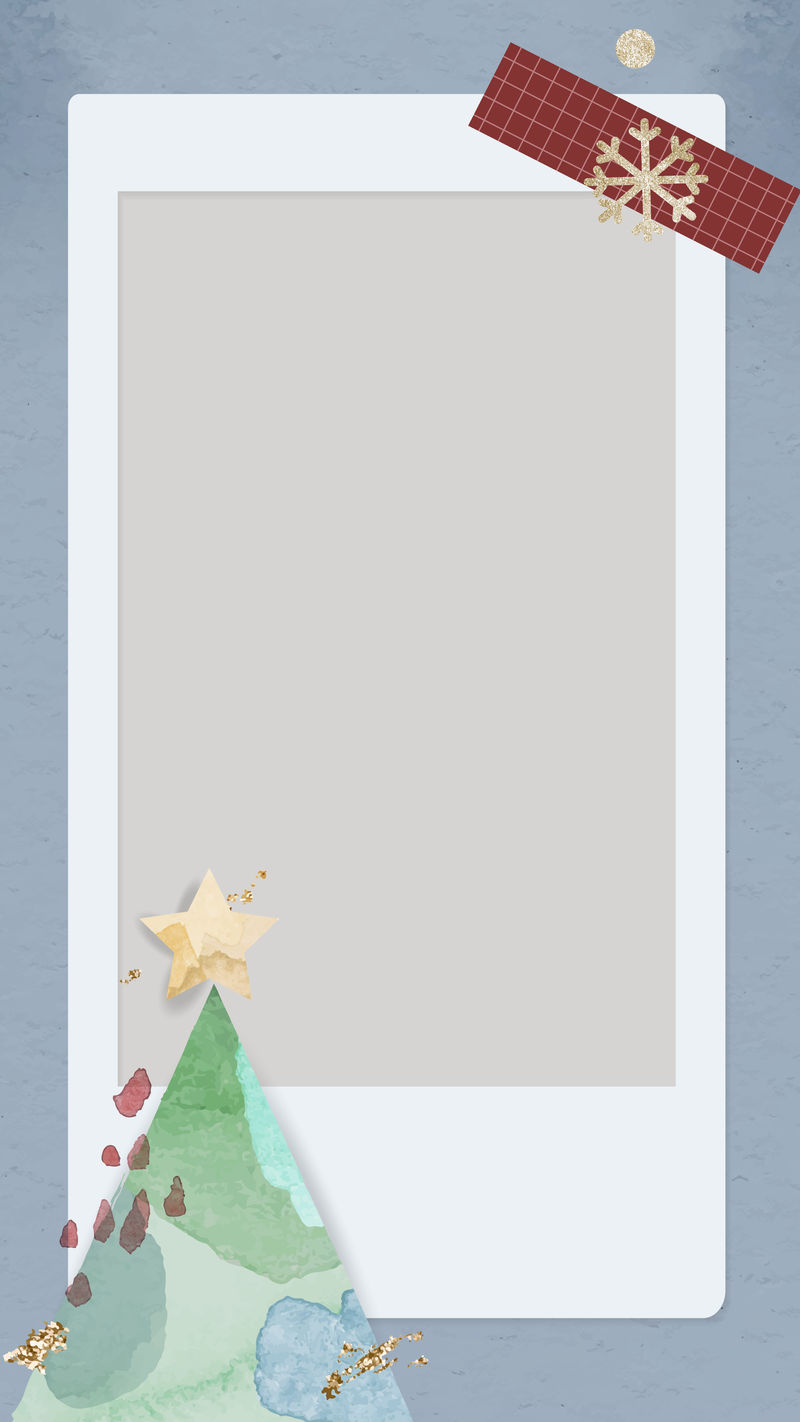 圣诞装饰空白即时相框手机壁纸矢量