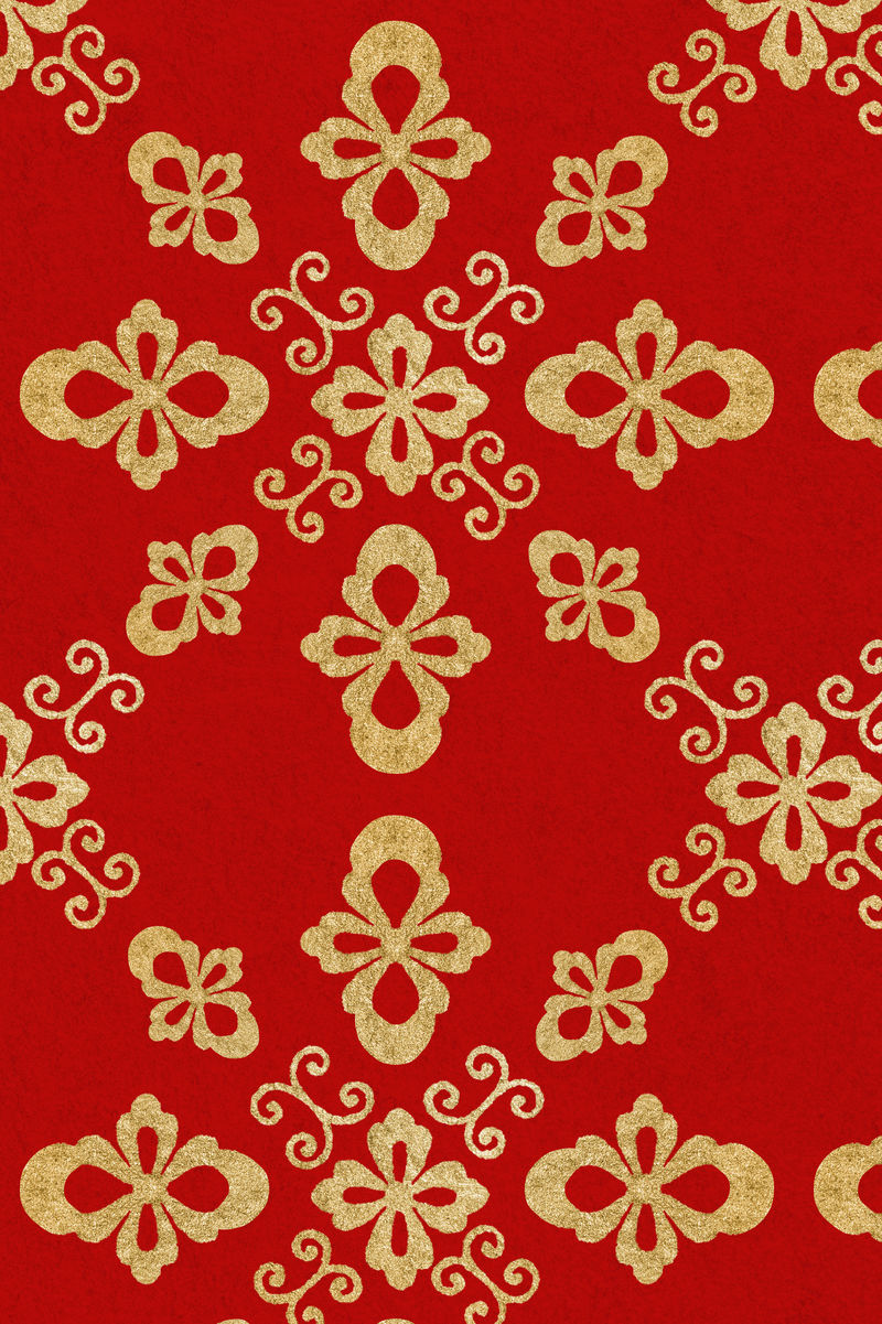 东方花卉图案红色中国背景