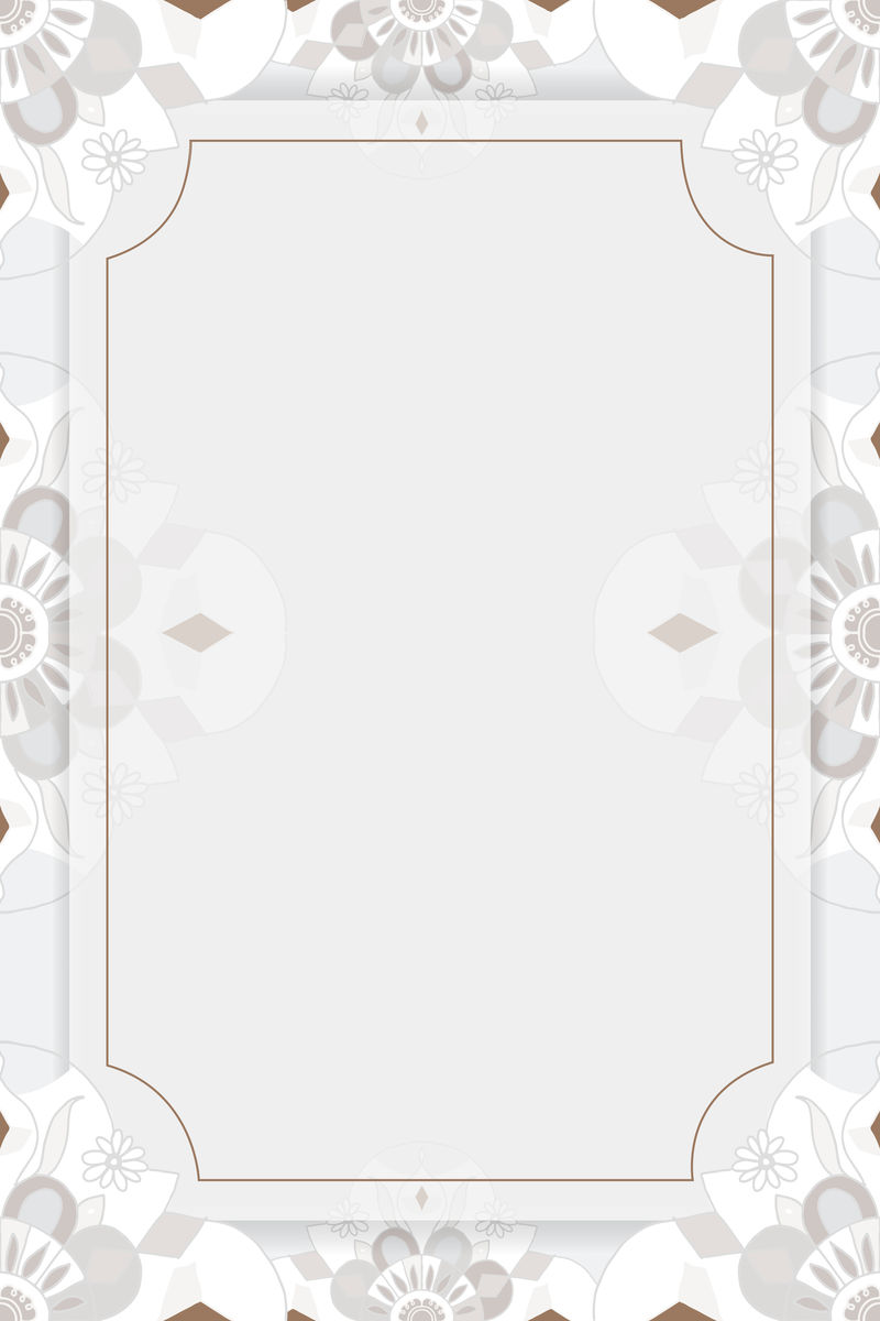 印度曼陀罗图案框psd灰色花朵背景