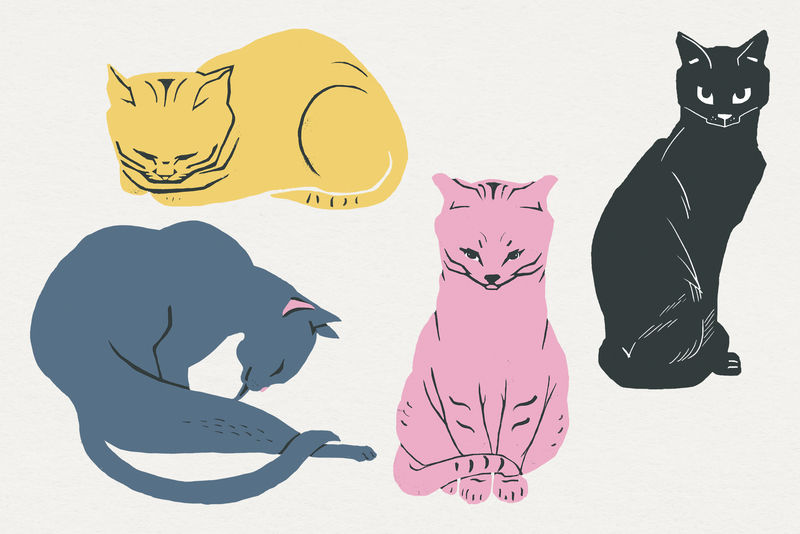 古董猫动物手绘插图集