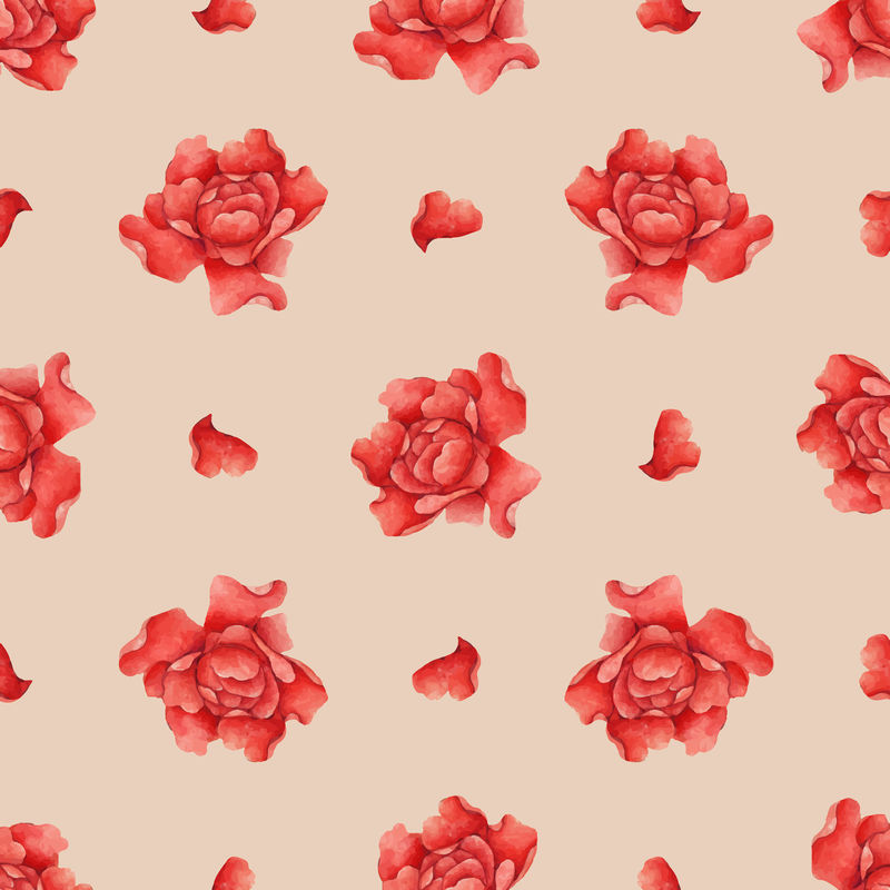 红玫瑰无缝花卉图案矢量背景张若爱作品混音